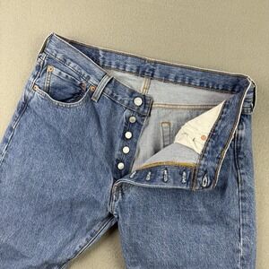 Levis 501 Jeans Mens 34x30 Original Fit Medium Wash Button Fly Denim